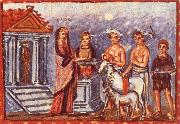 unknow artist Dido draagot offerings on, illustration by Aeneis of Vergilius painting